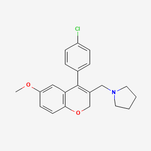 molecular formula C21H22ClNO2 B14794325 1-((4-(4-Chlorophenyl)-6-methoxy-2H-chromen-3-yl)methyl)pyrrolidine 