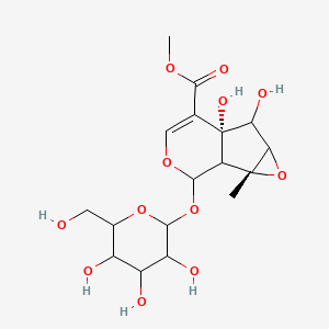 molecular formula C17H24O12 B14794490 methyl (1aR,1bS,2S,5aR,6R,6aS)-5a,6-dihydroxy-1a-methyl-2-[(2S,3R,4S,5S,6R)-3,4,5-trihydroxy-6-(hydroxymethyl)oxan-2-yl]oxy-1b,2,6,6a-tetrahydrooxireno[1,2]cyclopenta[4,5-c]pyran-5-carboxylate 
