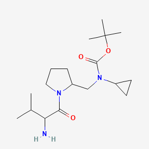molecular formula C18H33N3O3 B14794496 tert-Butyl (((S)-1-((S)-2-amino-3-methylbutanoyl)pyrrolidin-2-yl)methyl)(cyclopropyl)carbamate 