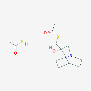 molecular formula C12H21NO3S2 B14794501 ethanethioic S-acid;S-[(3-hydroxy-1-azabicyclo[2.2.2]octan-3-yl)methyl] ethanethioate 