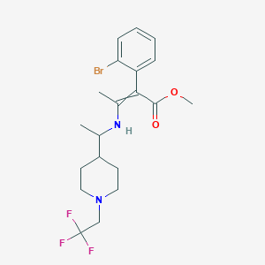 molecular formula C20H26BrF3N2O2 B14794531 Methyl 2-(2-bromophenyl)-3-[1-[1-(2,2,2-trifluoroethyl)piperidin-4-yl]ethylamino]but-2-enoate 