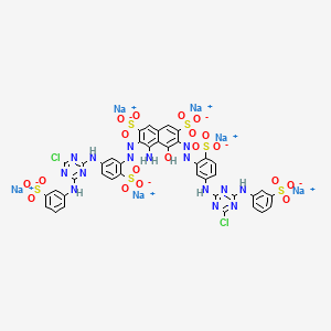 molecular formula C40H23Cl2N15Na6O19S6 B14794797 Hexasodium 4-amino-3,6-bis((5-((4-chloro-6-((3-sulphonatophenyl)amino)-1,3,5-triazin-2-yl)amino)-2-sulphonatophenyl)azo)-5-hydroxynaphthalene-2,7-disulphonate CAS No. 68133-24-4