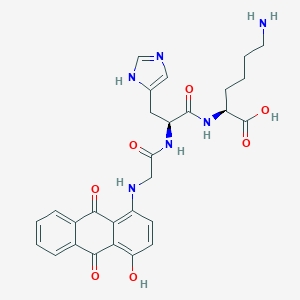 molecular formula C28H30N6O7 B147950 N(2)-(N-(N-(9,10-Dihydro-4-hydroxy-9,10-dioxo-1-anthracenyl)glycyl)-L-histidyl)-L-lysine CAS No. 132391-60-7