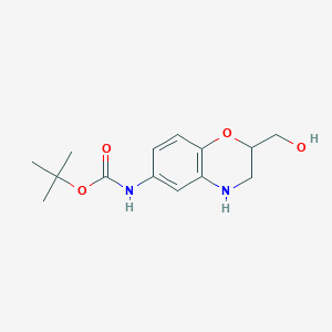 molecular formula C14H20N2O4 B14795079 tert-butyl N-[2-(hydroxymethyl)-3,4-dihydro-2H-1,4-benzoxazin-6-yl]carbamate 