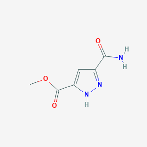 molecular formula C6H7N3O3 B14795150 Methyl 3-carbamoyl-1H-pyrazole-5-carboxylate 