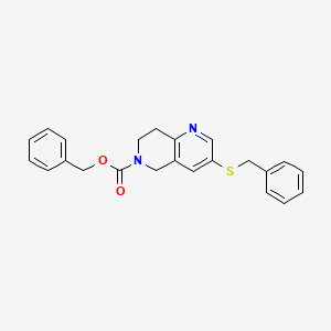 molecular formula C23H22N2O2S B14795155 Benzyl 3-(benzylthio)-7,8-dihydro-1,6-naphthyridine-6(5H)-carboxylate 