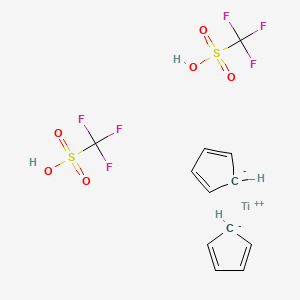 molecular formula C12H12F6O6S2Ti B14795382 Cyclopenta-1,3-diene;titanium(2+);trifluoromethanesulfonic acid 