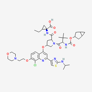 molecular formula C45H60ClN7O9S B14795407 Cyclopropanecarboxylic acid, N-[[(1a,3b,5a)-bicyclo[3.1.0]hex-3-yloxy]carbonyl]-3-methyl-L-valyl-(4R)-4-[[8-chloro-2-[2-[(1-methylethyl)amino]-4-thiazolyl]-7-[2-(4-morpholinyl)ethoxy]-4-quinolinyl]oxy]-L-prolyl-1-amino-2-ethyl-, (1R,2R)- 