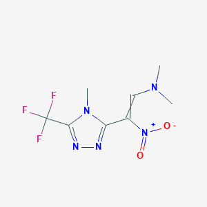 molecular formula C8H10F3N5O2 B14795461 N,N-dimethyl-2-[4-methyl-5-(trifluoromethyl)-1,2,4-triazol-3-yl]-2-nitroethenamine 