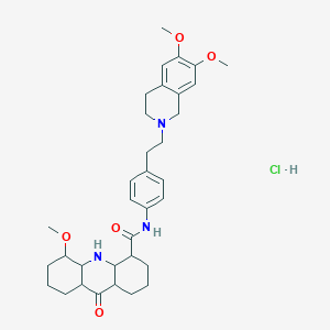 molecular formula C34H46ClN3O5 B14795537 N-[4-[2-(6,7-dimethoxy-3,4-dihydro-1H-isoquinolin-2-yl)ethyl]phenyl]-5-methoxy-9-oxo-2,3,4,4a,5,6,7,8,8a,9a,10,10a-dodecahydro-1H-acridine-4-carboxamide;hydrochloride 