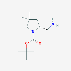 molecular formula C12H24N2O2 B14795540 tert-Butyl (R)-2-(aminomethyl)-4,4-dimethylpyrrolidine-1-carboxylate 