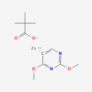 molecular formula C11H16N2O4Zn B14795588 zinc;2,4-dimethoxy-5H-pyrimidin-5-ide;2,2-dimethylpropanoate 