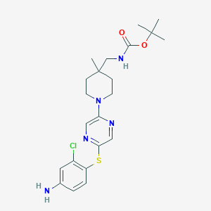 molecular formula C22H30ClN5O2S B14795665 tert-Butyl ((1-(5-((4-amino-2-chlorophenyl)thio)pyrazin-2-yl)-4-methylpiperidin-4-yl)methyl)carbamate 