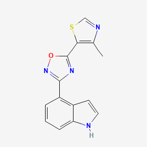 molecular formula C14H10N4OS B14795713 3-(1H-Indol-4-yl)-5-(4-methylthiazol-5-yl)-1,2,4-oxadiazole 