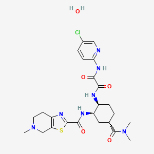 molecular formula C24H32ClN7O5S B14795782 N1-(5-Chloropyridin-2-yl)-N2-((1S,2R,4S)-4-(dimethylcarbamoyl)-2-(5-methyl-4,5,6,7-tetrahydrothiazolo[5,4-c]pyridine-2-carboxamido)cyclohexyl)oxalamide hydrate 
