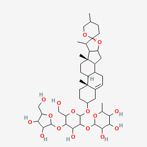 molecular formula C44H70O16 B14795819 2-[5-[3,4-dihydroxy-5-(hydroxymethyl)oxolan-2-yl]oxy-4-hydroxy-6-(hydroxymethyl)-2-[(6R,9S,13R)-5',7,9,13-tetramethylspiro[5-oxapentacyclo[10.8.0.02,9.04,8.013,18]icos-18-ene-6,2'-oxane]-16-yl]oxyoxan-3-yl]oxy-6-methyloxane-3,4,5-triol 