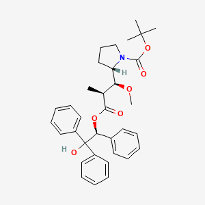 molecular formula C34H41NO6 B14795883 tert-butyl (2S)-2-[(1S,2S)-3-[(1S)-2-hydroxy-1,2,2-triphenylethoxy]-1-methoxy-2-methyl-3-oxopropyl]pyrrolidine-1-carboxylate 