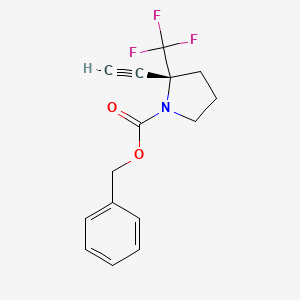 molecular formula C15H14F3NO2 B14796253 benzyl (2R)-2-ethynyl-2-(trifluoromethyl)pyrrolidine-1-carboxylate 