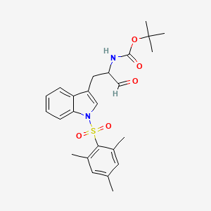 molecular formula C25H30N2O5S B14796262 tert-butyl N-[1-oxo-3-[1-(2,4,6-trimethylphenyl)sulfonylindol-3-yl]propan-2-yl]carbamate 