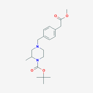 molecular formula C20H30N2O4 B14796281 Tert-butyl 4-[[4-(2-methoxy-2-oxoethyl)phenyl]methyl]-2-methylpiperazine-1-carboxylate 