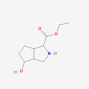 molecular formula C10H17NO3 B14796554 Ethyl 6-hydroxy-1,2,3,3a,4,5,6,6a-octahydrocyclopenta[c]pyrrole-3-carboxylate 