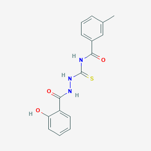 molecular formula C16H15N3O3S B14796628 N-({2-[(2-hydroxyphenyl)carbonyl]hydrazinyl}carbonothioyl)-3-methylbenzamide 
