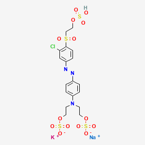 molecular formula C18H20ClKN3NaO14S4 B14796645 1H-Pyrazole-3-carboxylic acid, 4,5-dihydro-5-oxo-4-[[4-[[2-(sulfooxy)ethyl]sulfonyl]phenyl]azo]-1-(4-sulfophenyl)-(sodium salt) 