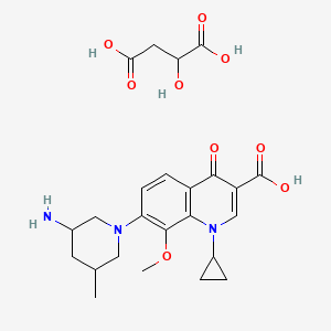 molecular formula C24H31N3O9 B14796672 Butanedioic acid, 2-hydroxy-, compd with7-[(3S,5S)-3-amino-5-methyl-1-piperidinyl]-1-cyclopropyl-1,4-dihydro-8-methoxy-4-oxo-3-quinolinecarboxylicacid 