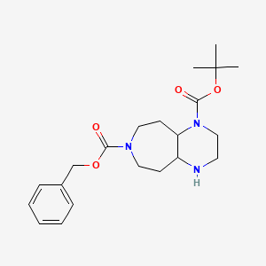 molecular formula C21H31N3O4 B14796713 7-O-benzyl 4-O-tert-butyl 2,3,4a,5,6,8,9,9a-octahydro-1H-pyrazino[2,3-d]azepine-4,7-dicarboxylate 