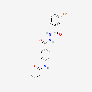 molecular formula C20H22BrN3O3 B14796730 N-[4-({2-[(3-bromo-4-methylphenyl)carbonyl]hydrazinyl}carbonyl)phenyl]-3-methylbutanamide 