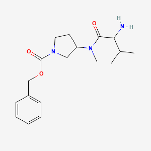 molecular formula C18H27N3O3 B14796747 Benzyl 3-((S)-2-amino-N,3-dimethylbutanamido)pyrrolidine-1-carboxylate 