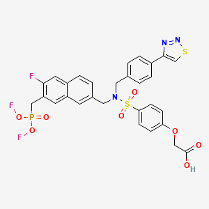 molecular formula C29H23F3N3O8PS2 B14796825 Acetic acid, 2-[4-[[[[7-(difluorophosphonomethyl)-6-fluoro-2-naphthalenyl]methyl][[4-(1,2,3-thiadiazol-4-yl)phenyl]methyl]amino]sulfonyl]phenoxy]- 
