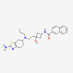 molecular formula C27H34N4O2S B14796844 N-[3-[2-[(2-amino-4,5,6,7-tetrahydro-1,3-benzothiazol-6-yl)-propylamino]ethyl]-3-hydroxycyclobutyl]naphthalene-2-carboxamide 