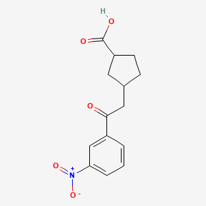 molecular formula C14H15NO5 B14796977 cis-3-[2-Oxo-2-(3-nitrophenyl)ethyl]-cyclopentane-1-carboxylic acid 