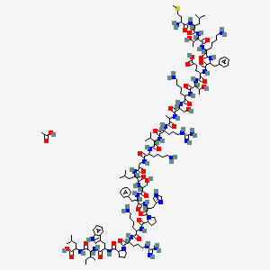 molecular formula C141H228N38O34S B14797012 H-DL-Met-DL-Leu-DL-xiThr-DL-Lys-DL-Phe-DL-Glu-DL-xiThr-DL-Lys-DL-Ser-DL-Ala-DL-Arg-DL-Val-DL-Lys-Gly-DL-Leu-DL-Ser-DL-Phe-DL-His-DL-Pro-DL-Lys-DL-Arg-DL-Pro-DL-Trp-DL-xiIle-DL-Leu-OH.CH3CO2H 