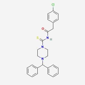 molecular formula C26H26ClN3OS B14797045 2-(4-chlorophenyl)-N-{[4-(diphenylmethyl)piperazin-1-yl]carbonothioyl}acetamide 
