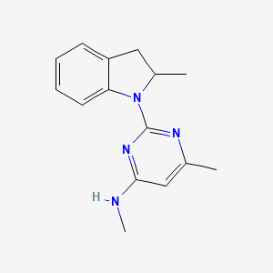 molecular formula C15H18N4 B14797168 N,6-dimethyl-2-(2-methyl-2,3-dihydro-1H-indol-1-yl)pyrimidin-4-amine 