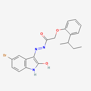 molecular formula C20H20BrN3O3 B14797171 N'-[(3E)-5-bromo-2-oxo-1,2-dihydro-3H-indol-3-ylidene]-2-[2-(butan-2-yl)phenoxy]acetohydrazide 