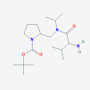 molecular formula C18H35N3O3 B14797233 tert-Butyl 2-(((S)-2-amino-N-isopropyl-3-methylbutanamido)methyl)pyrrolidine-1-carboxylate 