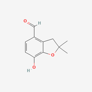 molecular formula C11H12O3 B14797413 7-Hydroxy-2,2-dimethyl-2,3-dihydro-1-benzofuran-4-carbaldehyde 