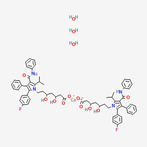 molecular formula C66H74CaF2N4O13 B14797474 Calcium;7-[2-(4-fluorophenyl)-3-phenyl-4-(phenylcarbamoyl)-5-propan-2-ylpyrrol-1-yl]-3,5-dihydroxyheptanoate;trihydrate 