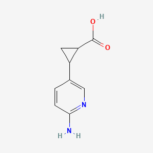 molecular formula C9H10N2O2 B14797569 2-(6-Aminopyridin-3-yl)cyclopropane-1-carboxylic acid 