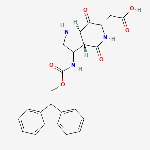 molecular formula C24H23N3O6 B14797796 2-[(3aR,7aR)-3-(9H-fluoren-9-ylmethoxycarbonylamino)-4,7-dioxo-2,3,3a,5,6,7a-hexahydro-1H-pyrrolo[3,2-c]pyridin-6-yl]acetic acid 