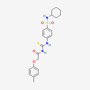 molecular formula C22H27N3O4S2 B14797829 N-{[4-(cyclohexylsulfamoyl)phenyl]carbamothioyl}-2-(4-methylphenoxy)acetamide 