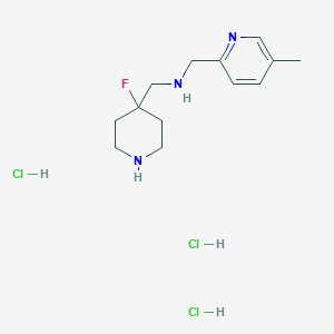 molecular formula C13H23Cl3FN3 B14797881 [(4-Fluoropiperidin-4-yl)methyl][(5-methylpyridin-2-yl)methyl]amine trihydrochloride 