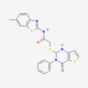 molecular formula C22H18N4O2S3 B14797934 N-(6-methyl-1,3-benzothiazol-2-yl)-2-[(4-oxo-3-phenyl-1,2-dihydrothieno[3,2-d]pyrimidin-2-yl)sulfanyl]acetamide 