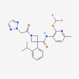 molecular formula C24H26F2N6O3 B14798006 1-(2-(2H-1,2,3-Triazol-2-yl)acetyl)-N-(2-(difluoromethoxy)-6-methylpyridin-3-yl)-3-(2-isopropylphenyl)azetidine-3-carboxamide 