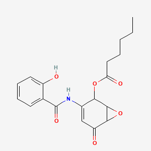 molecular formula C19H21NO6 B14798082 [3-[(2-Hydroxybenzoyl)amino]-5-oxo-7-oxabicyclo[4.1.0]hept-3-en-2-yl] hexanoate 