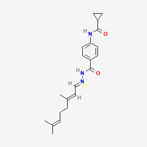 molecular formula C21H27N3O2 B14798287 N-[4-({(2E)-2-[(2E)-3,7-dimethylocta-2,6-dien-1-ylidene]hydrazinyl}carbonyl)phenyl]cyclopropanecarboxamide 
