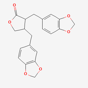 molecular formula C20H18O6 B14798693 3,4-Bis(1,3-benzodioxol-5-ylmethyl)tetrahydrofuran-2-one 